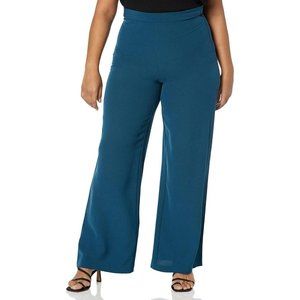 NEW DKNY Women's Misses Fixed Waist Wide Leg Pant UA2PX467 Dark Topaz Blue 2